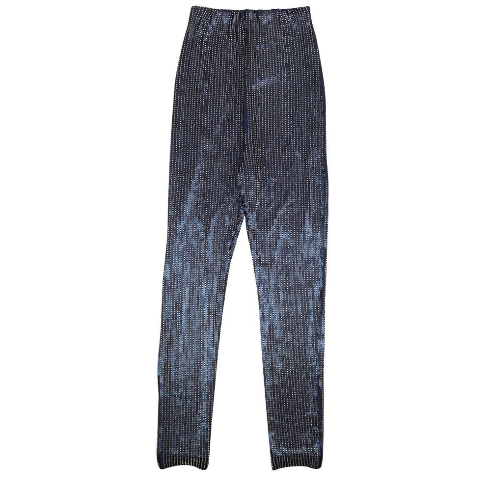 PALOMO Blue Sequined Beaded Leggings Size S $620